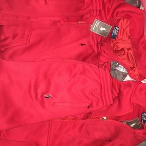polo sweat suits red